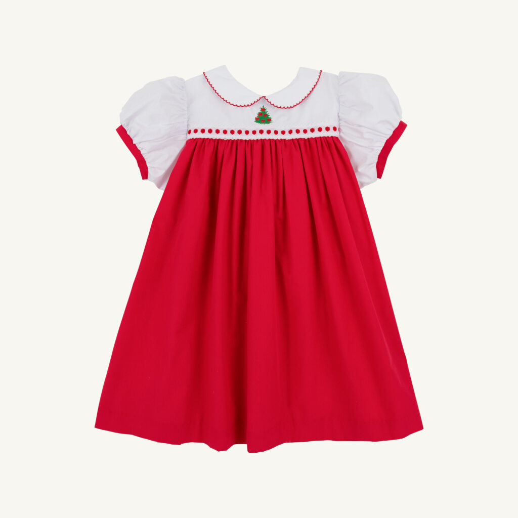 Mary Dal Dress Broadcloth Worth Avenue White Richmond Red Christmas Tree