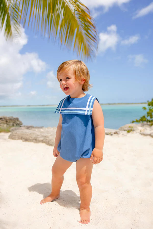 Sleeveless Townes Top Sail Bubble Wood Boat Blue with Belhaven Blue & Worth Avenue White