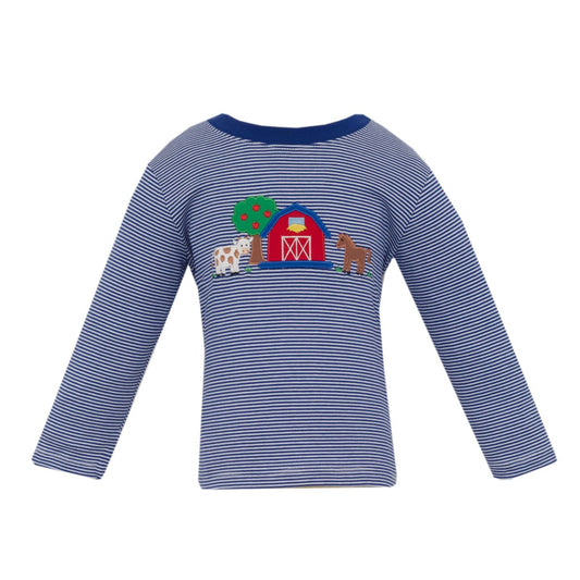 Farm Navy Knit Stripe Boy’s Long Sleeve Tshirt