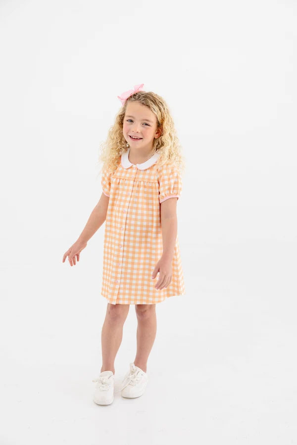 Tabitha's Teacher's Pet Dress Seashore Sherbet Gingham with Worth Avenue White