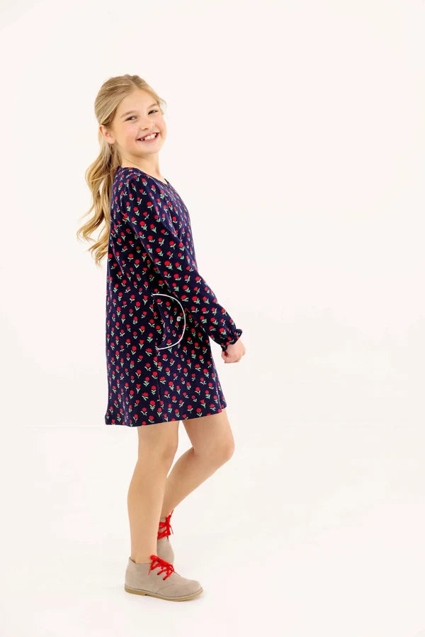 Sadie Sweatshirt Dress Prescott Farm Flowers with Worth Avenue White