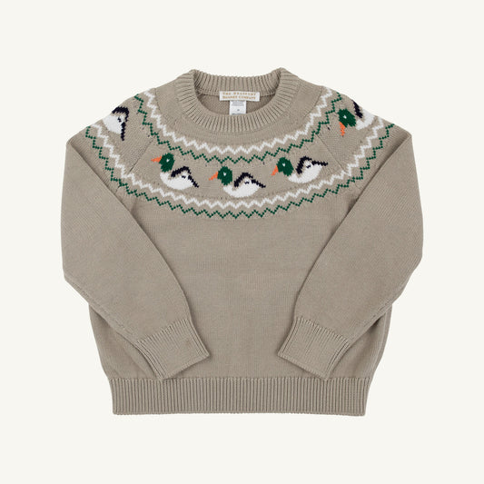 Isaac's Sweater - Fairisle Keeneland Khaki Ducks