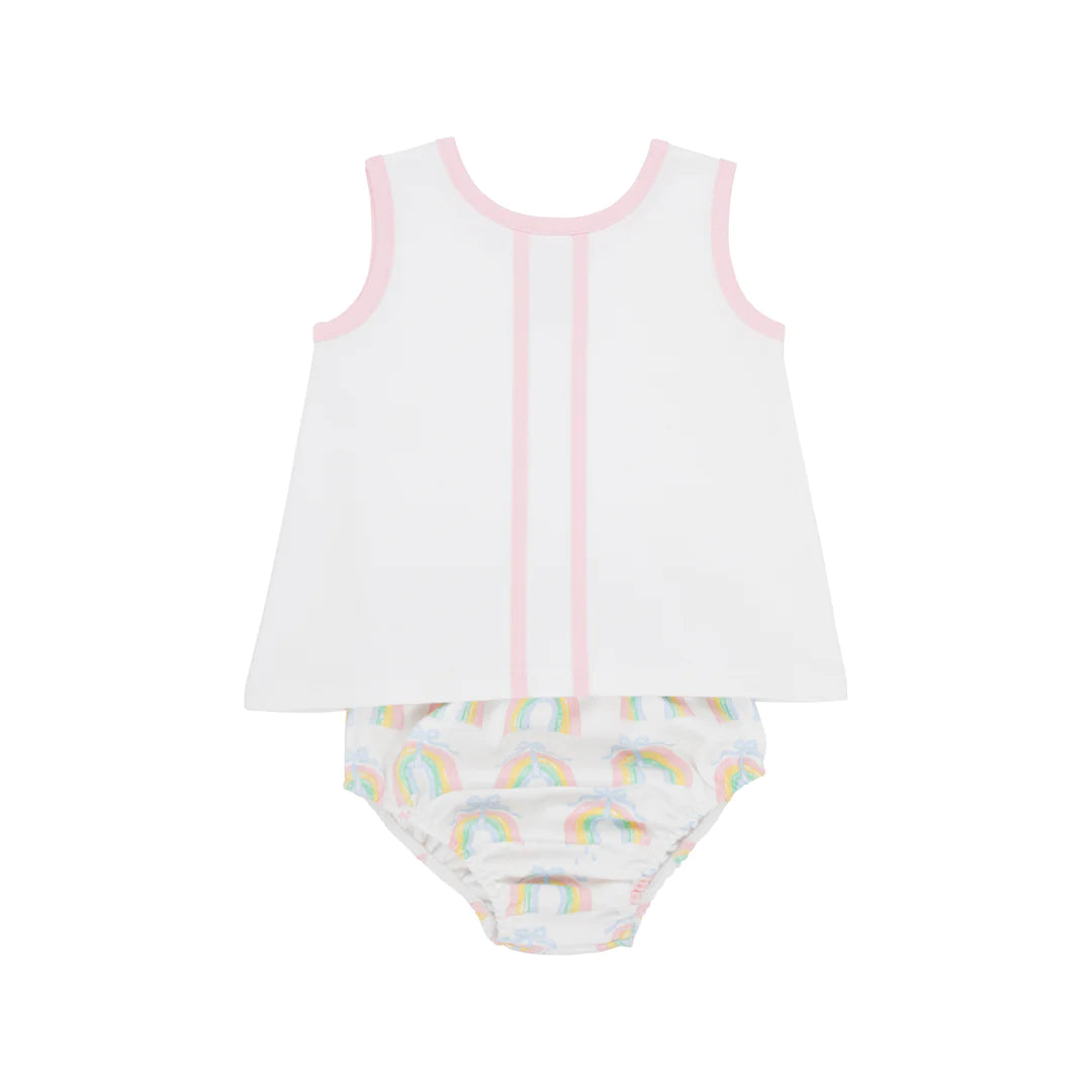 Mary Simms Bloomer Set-Pima, Worth Avenue White/Palm Beach Pink/Raine Bows