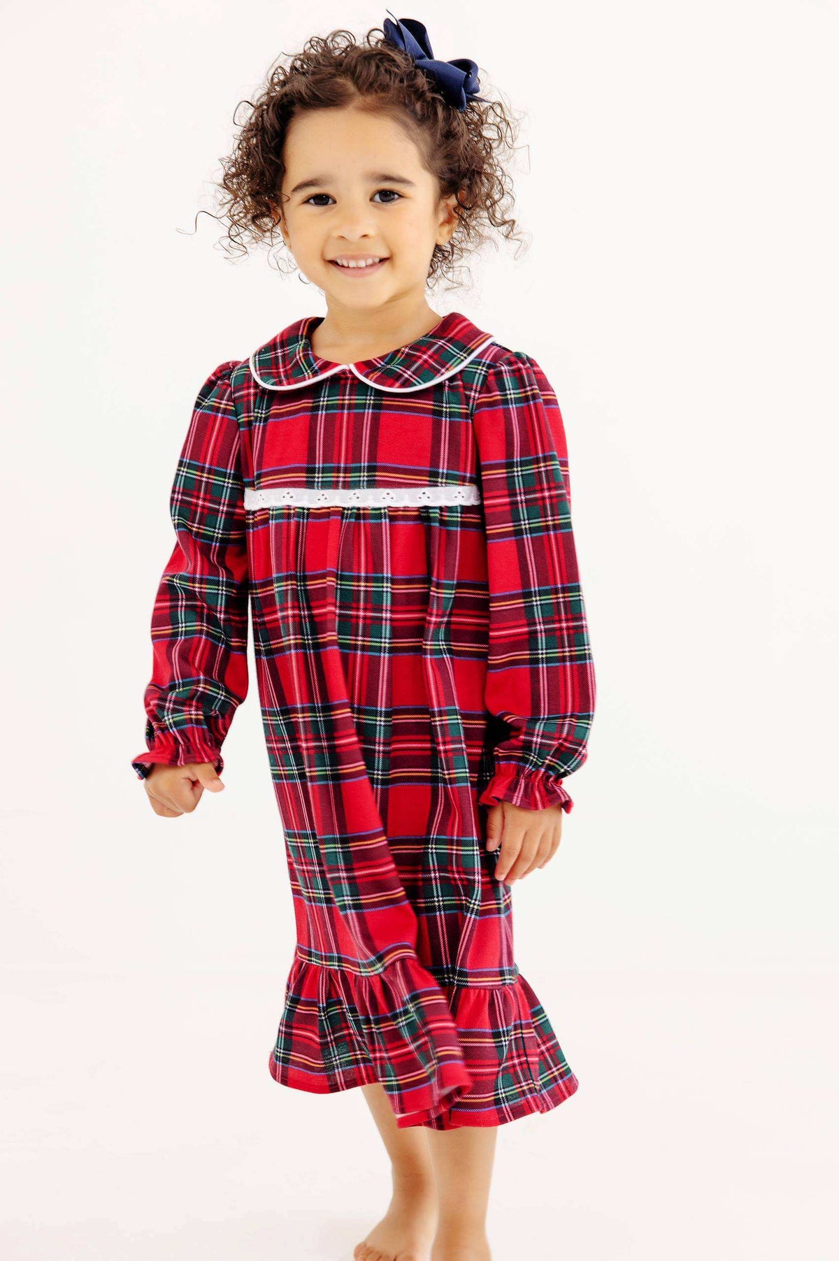 Goldie Locks Gown- Polyester Interlock Society Prep Plaid Worth Ave White