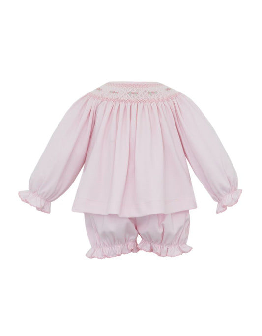 Pink Knit Bishop Bloomer Set, Rose