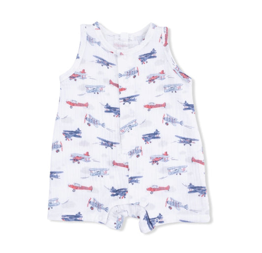 Vintage Planes Sleeveless Shortie Romper