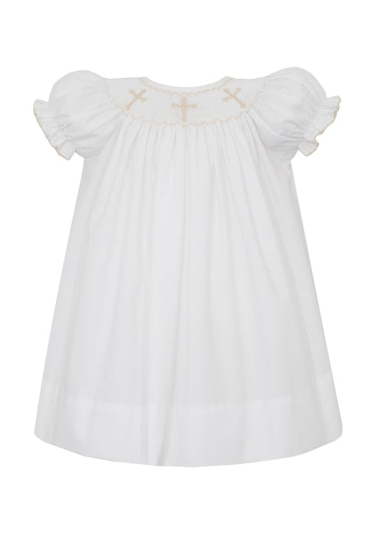 Crosses Girl White Smocked Bishop Dress
