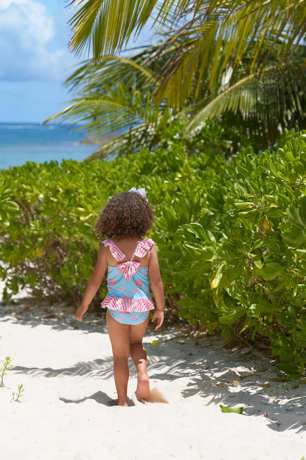 St. Lucia Swimsuit Parrot Cay Canopy with Parrot Cay Coral Stripe