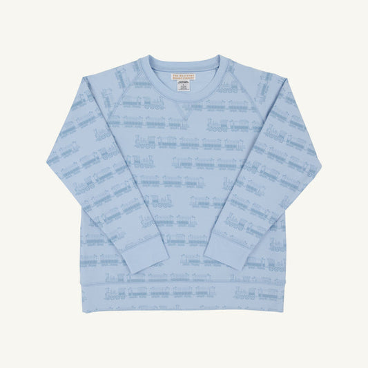 Cassidy Comfy Crewneck Blue Choo Choos