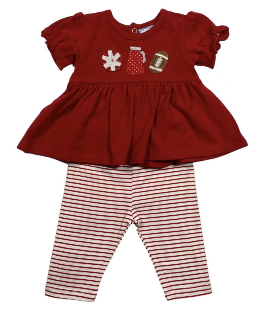 Red Football Girls Applique Legging Set