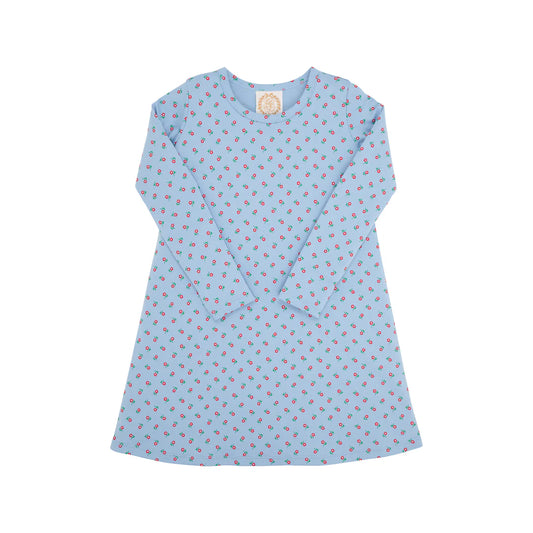 Long Sleeve Polly Play Dress, Barrington Blue/Midway Micro Floral