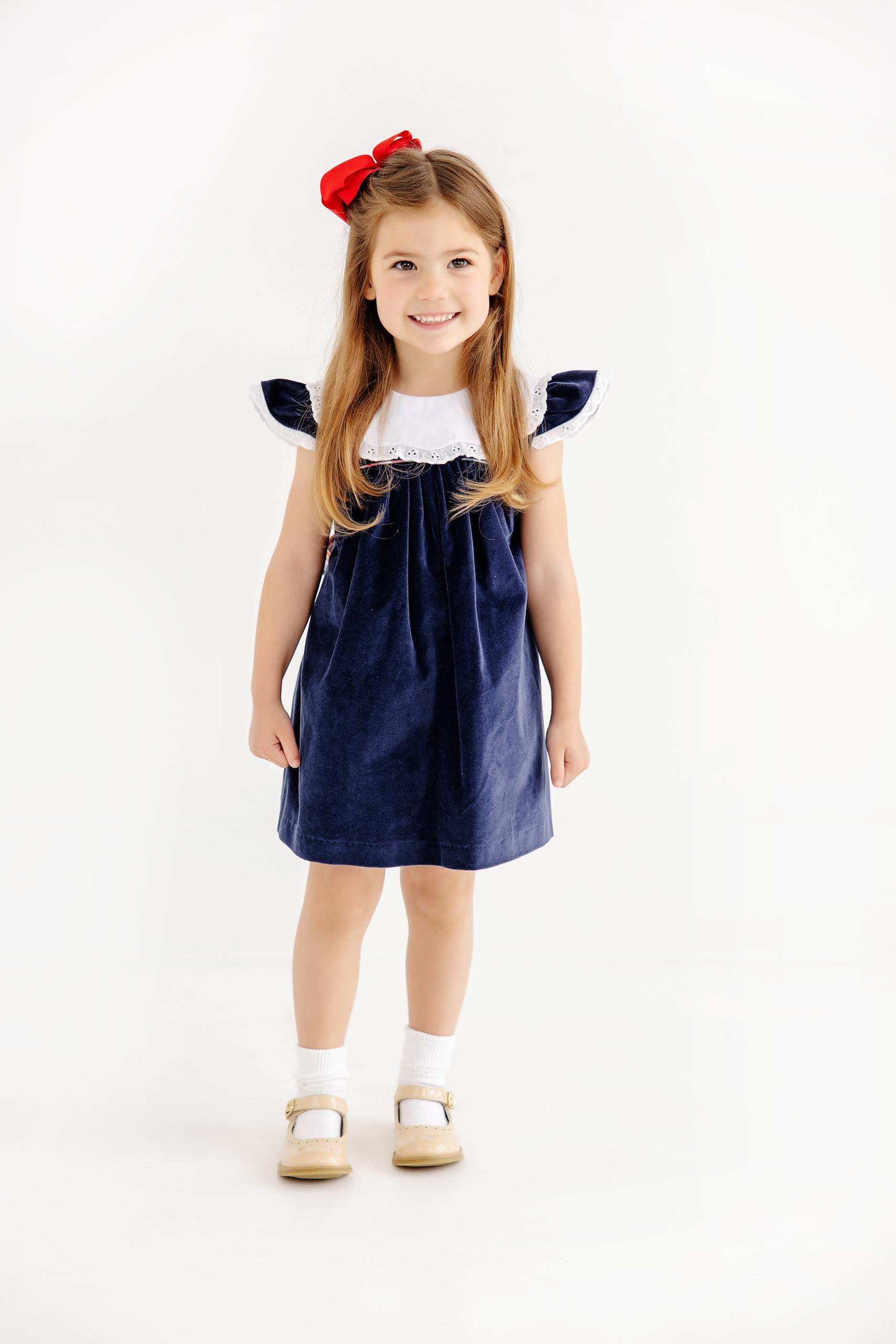 Franny Frock Velveteen Nantucket Navy Worth Ave White Covington Cottage Plaid