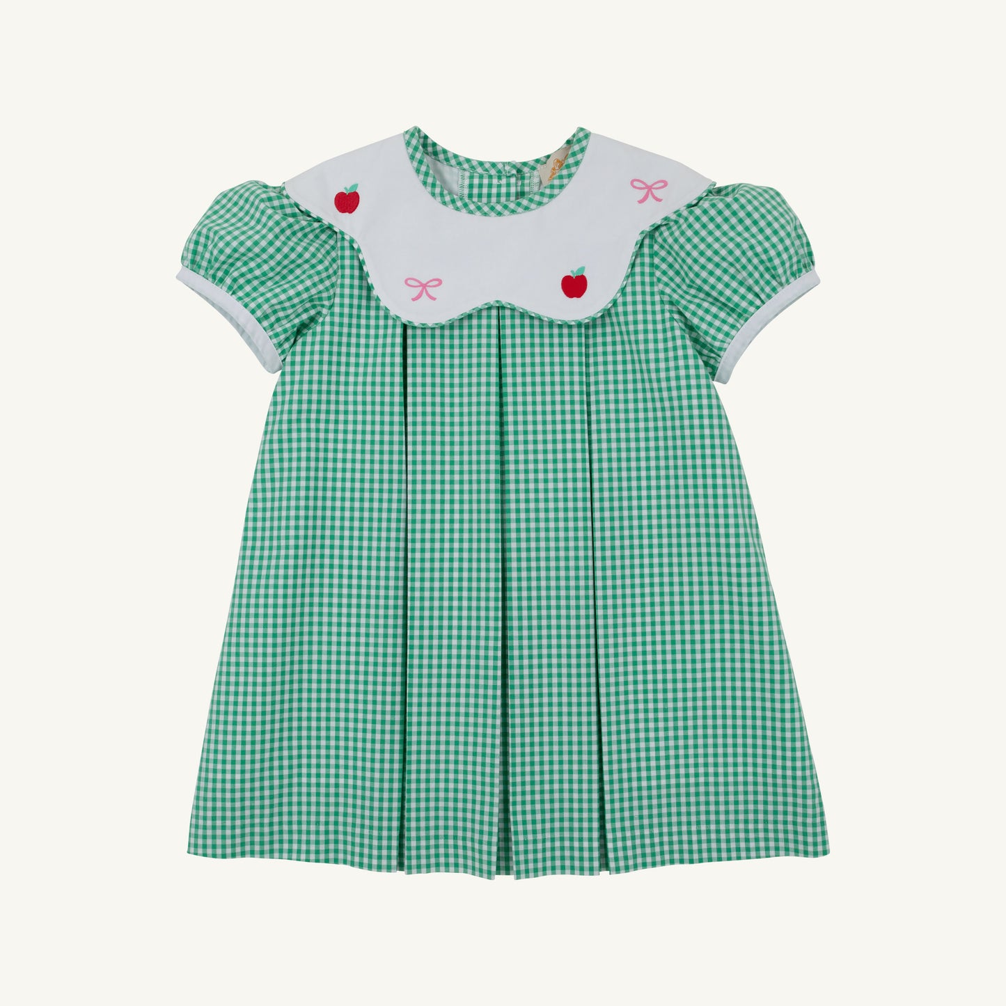 Frenchy Frock Gibson Island Green Mini Gingham Worth Avenue Whiye Apples and Bows