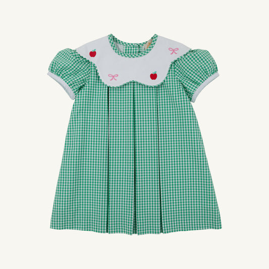Frenchy Frock Gibson Island Green Mini Gingham Worth Avenue Whiye Apples and Bows