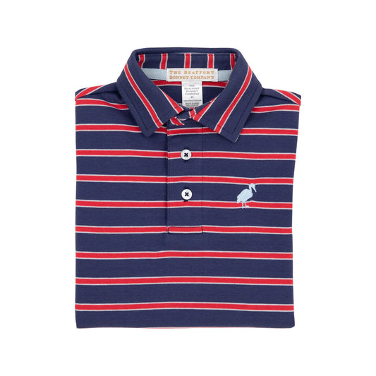 Prim & Proper Polo & Onesie-Nantucket Navy/Richmond Red/Buckhead Blue Stripe