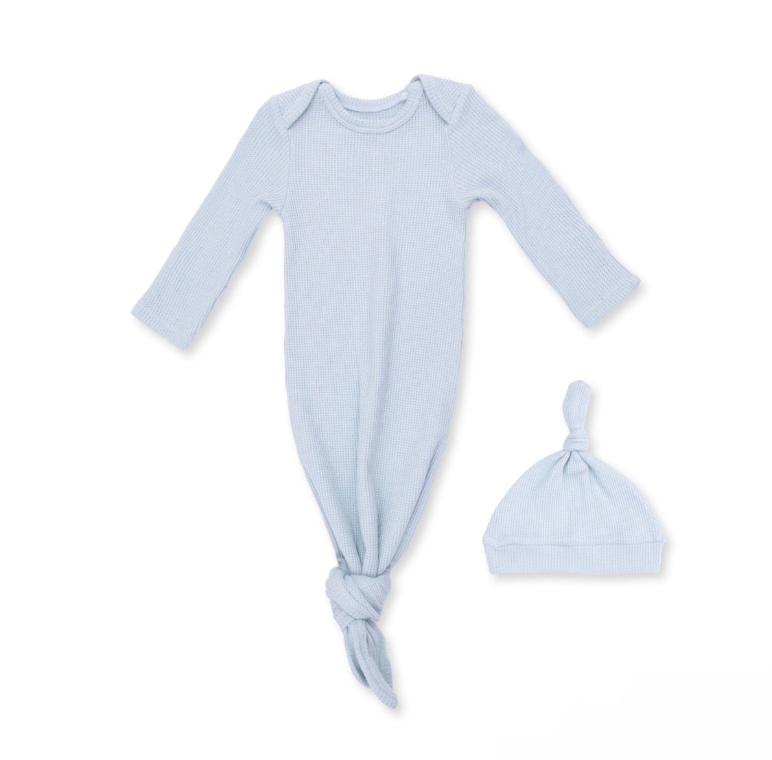 Knotted Gown and Knotted Hat Solid Baby Blue
