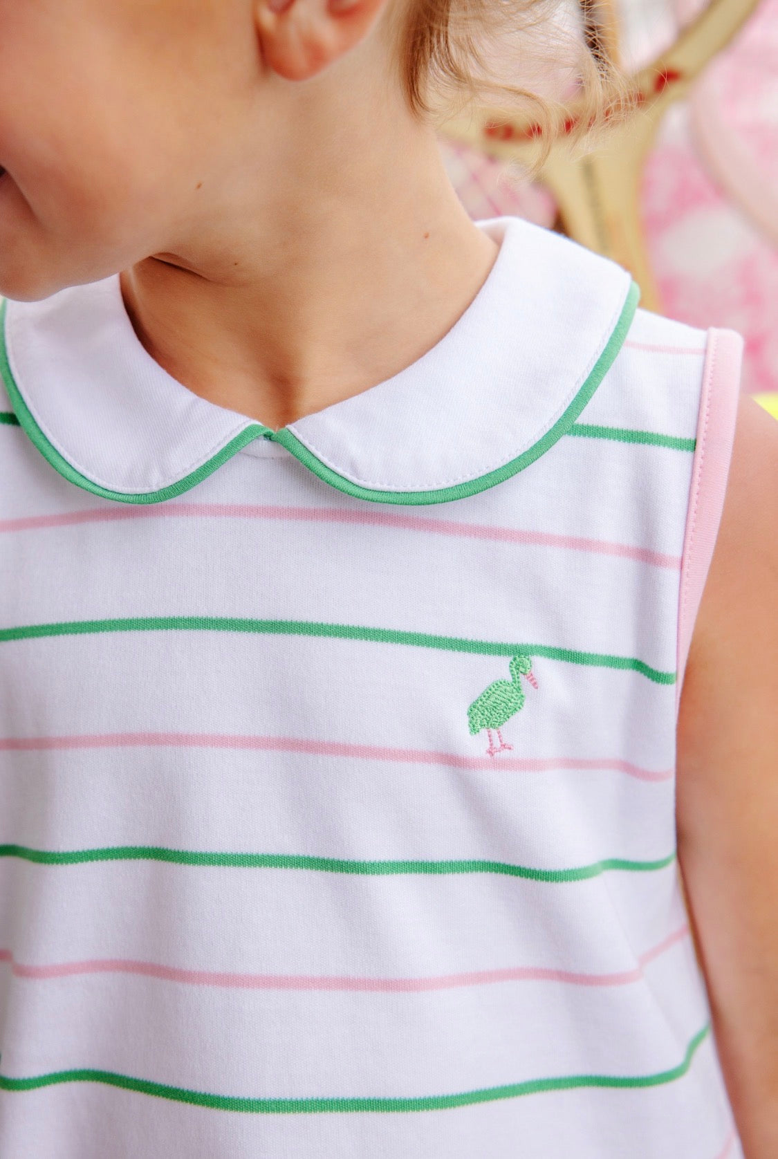 Maude’s Peter Pan Collar Dress Tradd Street Stripe with Pier Party Pink