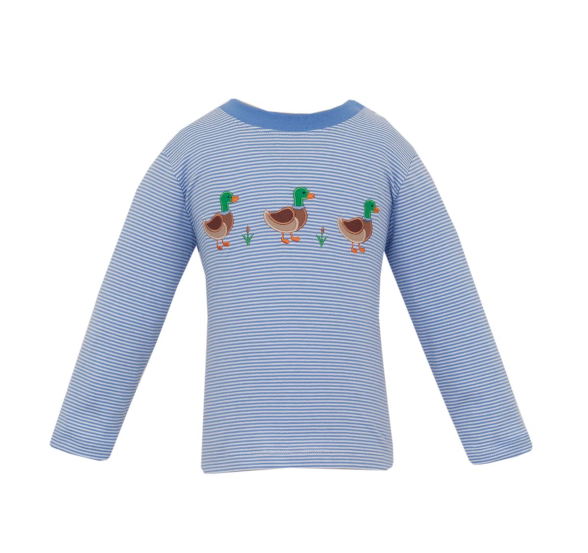 Mallard Duck Boy’s Periwinkle Blue Knit Stripe Long Sleeve Tshirt