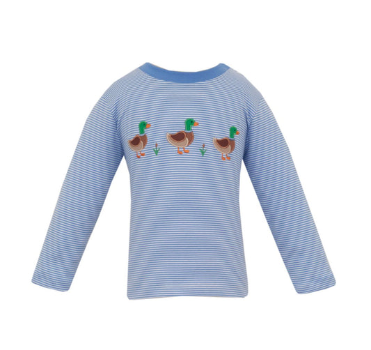 Mallard Duck Boy’s Periwinkle Blue Knit Stripe Long Sleeve Tshirt