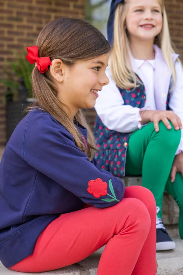Cassidy Comfy Crewneck Nantucket Navy with Flowers