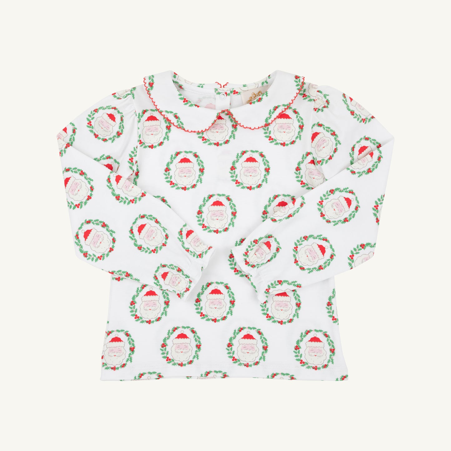 Maude's Peter Pan Collar Shirt Long Sleeve Pima North Pole Portrait Richmond Red