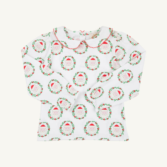 Maude's Peter Pan Collar Shirt Long Sleeve Pima North Pole Portrait Richmond Red