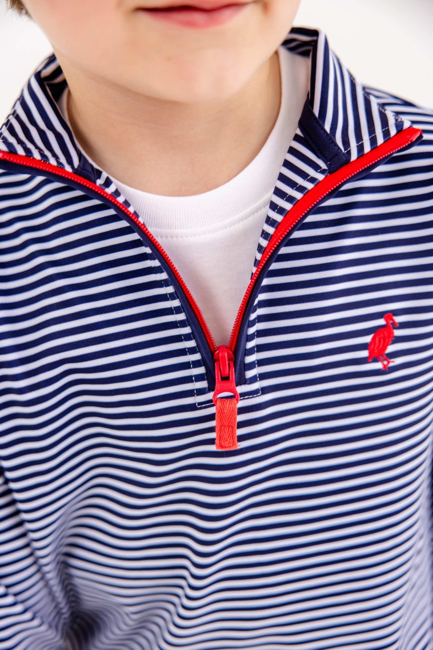 Prepletic™ Hayword Half Zip Nantucket Navy Stripe Richmond Red