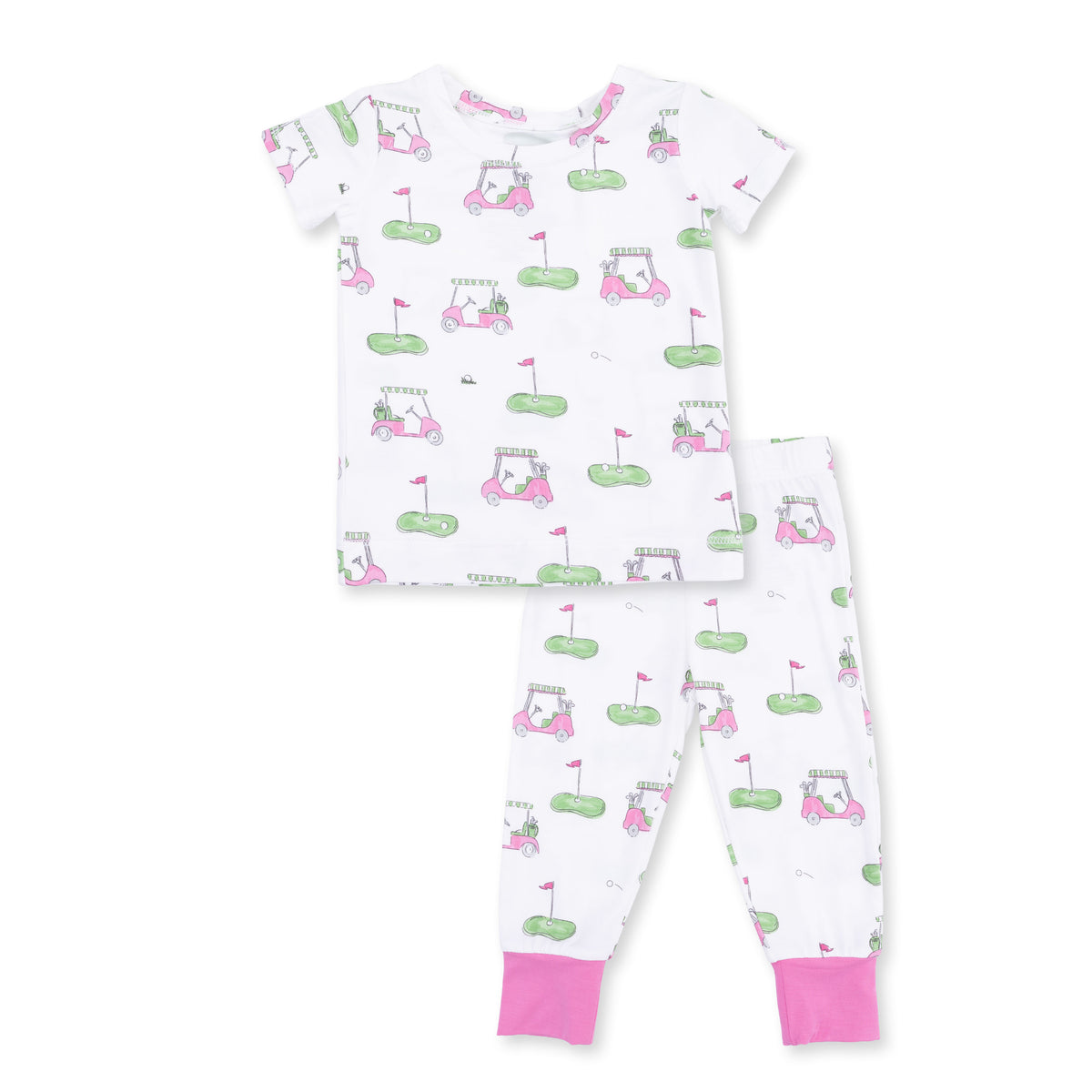 Golf Carts Pink Short Sleeve Loungewear Set