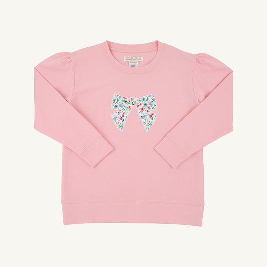 Cassidy Comfy Crewneck Puff Sleeve Sandpearl Pink Fair St Floral Bow