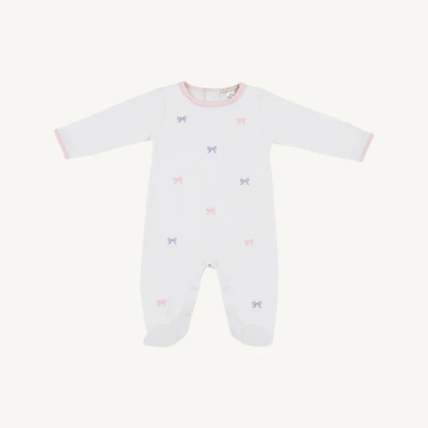 Rock Me Romper Embroidery Worth Ave White/Pink and Purple Bows