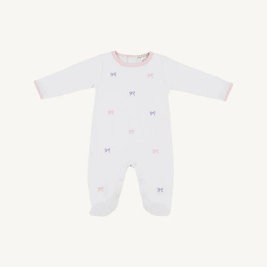 Rock Me Romper Embroidery Worth Ave White/Pink and Purple Bows