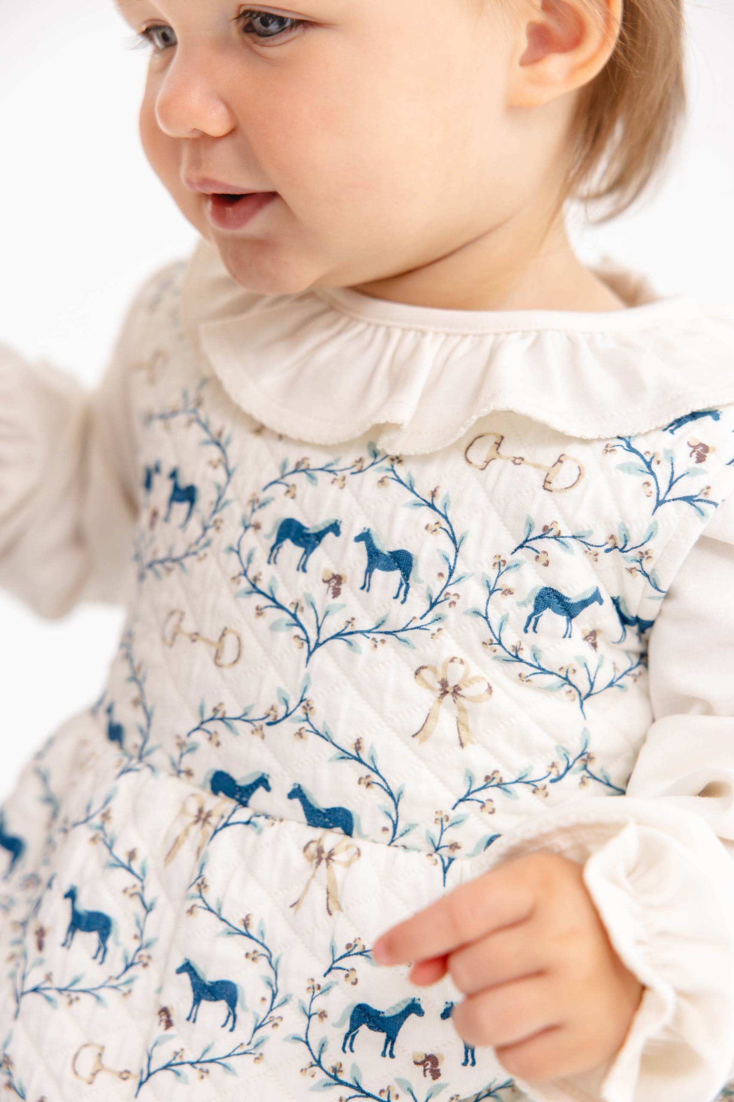 Sleeveless Rebecca Romper Quilted Horse Bits and Bows Palmetto Pearl
