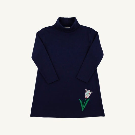 Tatum's Turtleneck Dress Nantucket Navy Tulip