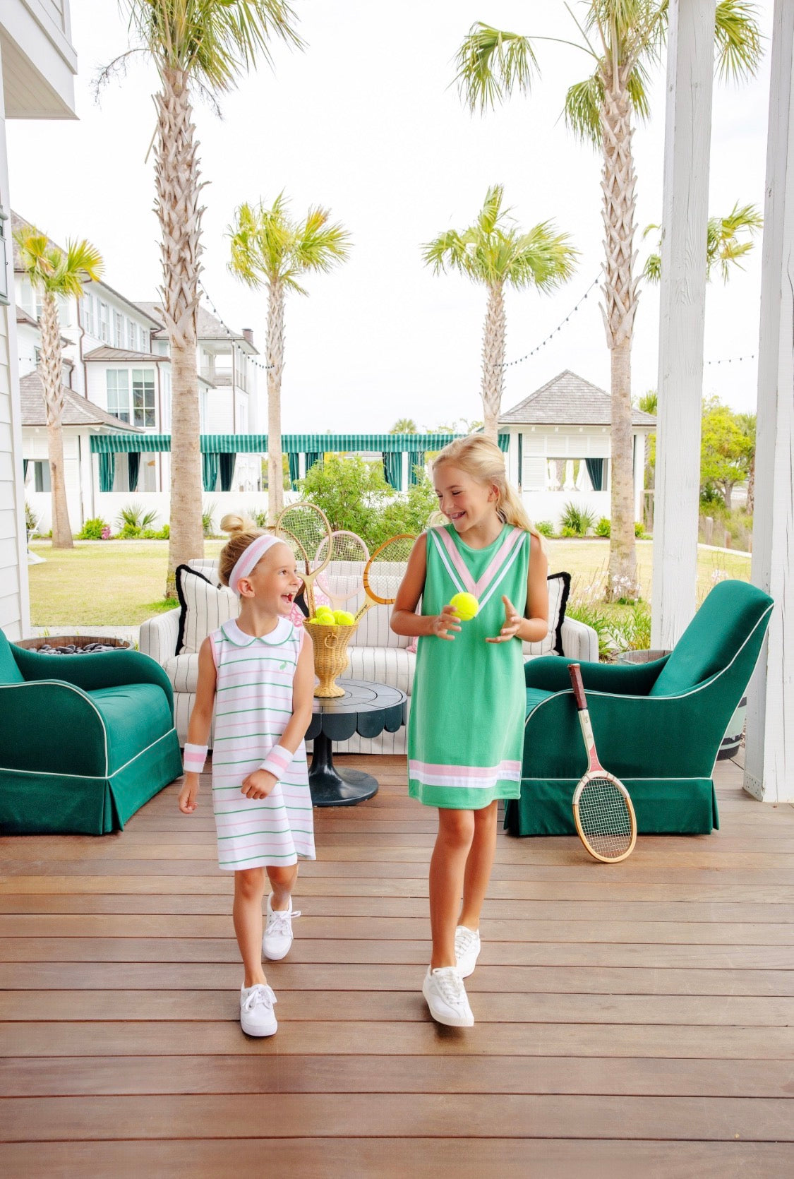 Annie Apron Dress Gibson Island Green/Pier Party Pink/Worth Ave White