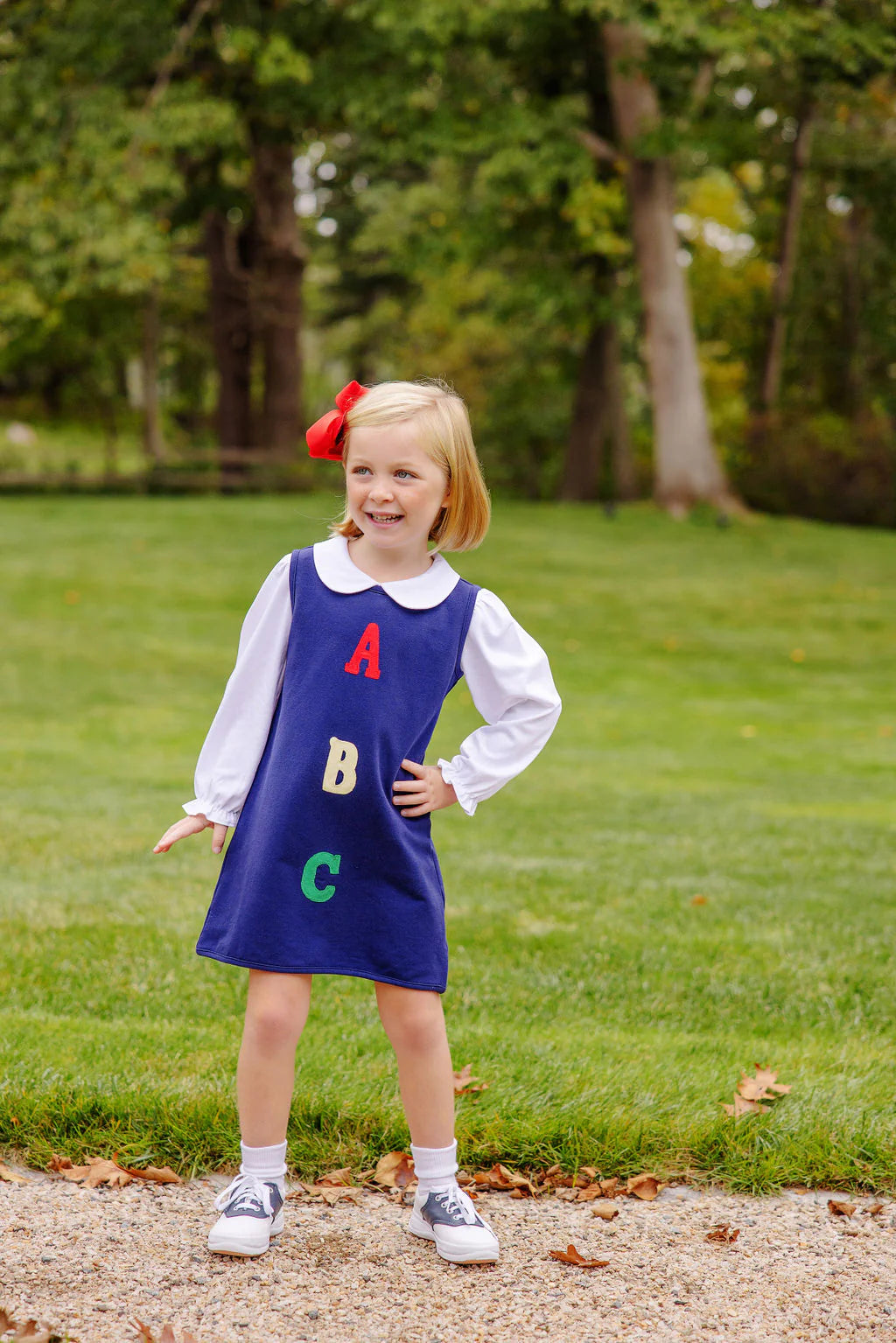 Annie Apron Dress-ABC, Nantucket Navy/Richmond Red