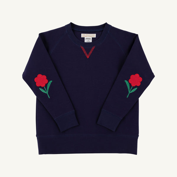 Cassidy Comfy Crewneck Nantucket Navy with Flowers