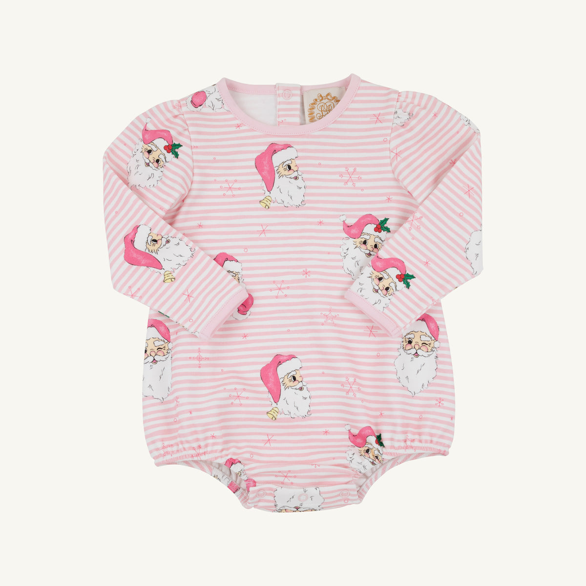 Long Sleeve Penny's Play Bubble Dear Santa (Palm Beach Pink Stripe) Palm Beach Pink