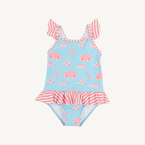 St. Lucia Swimsuit Parrot Cay Canopy with Parrot Cay Coral Stripe