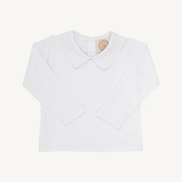 Peter Pan Collar Shirt & Onesie (Long Sleeve Pima) Worth Avenue White
