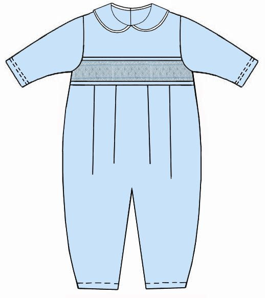 Oliver Light Blue Smocked Romper