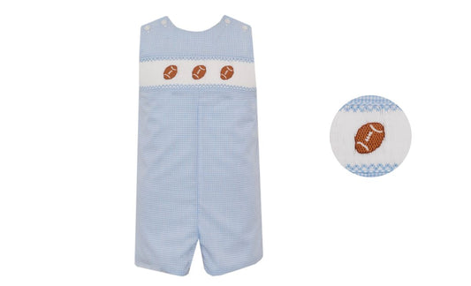 Football Light Blue Gingham Boys Jon Jon