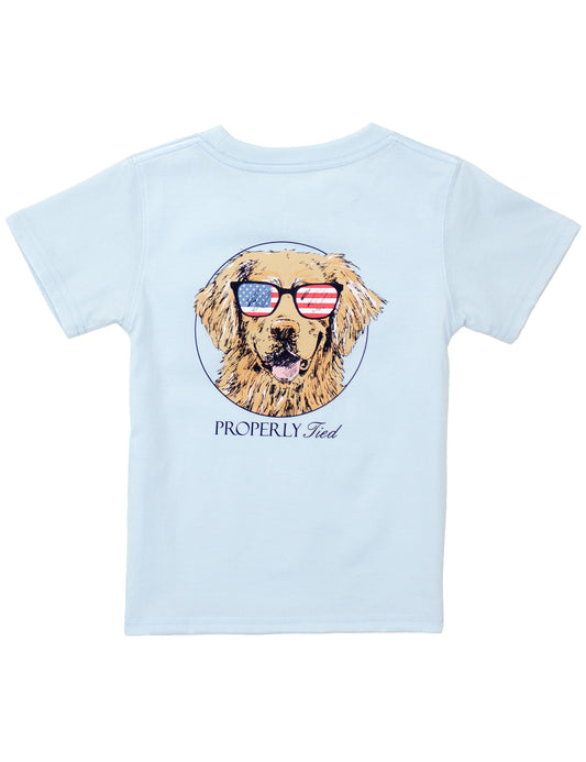 Boys Patriot Dog SS-Periwinkle