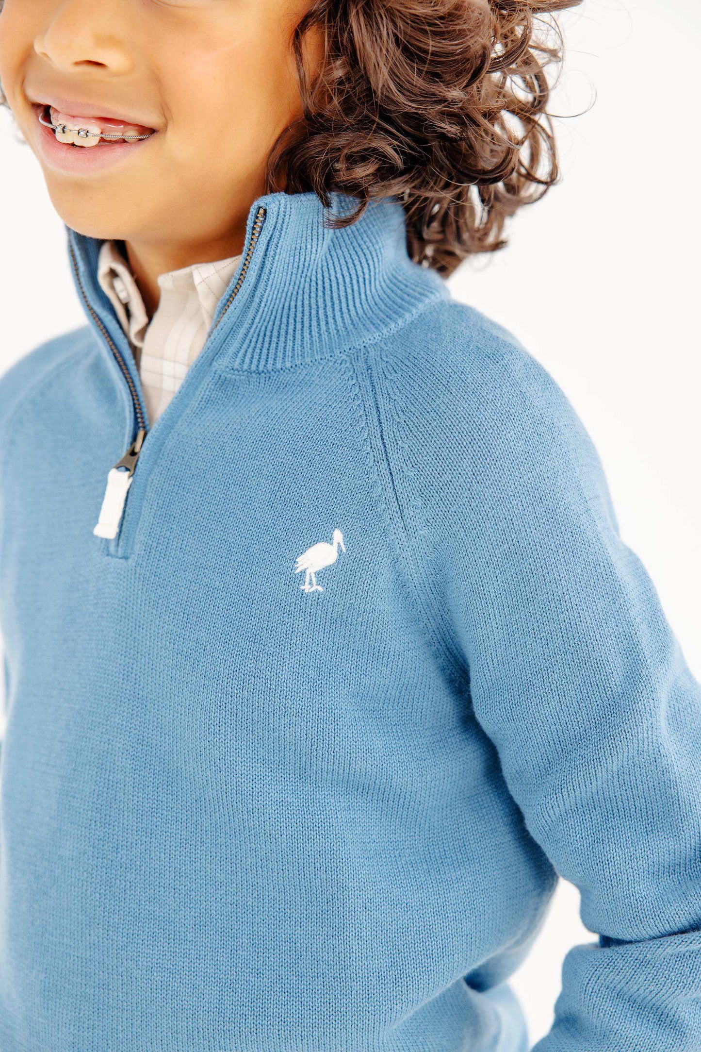 Hayden Half-Zip Sweater Barnsley Blue Palmetto Pearl