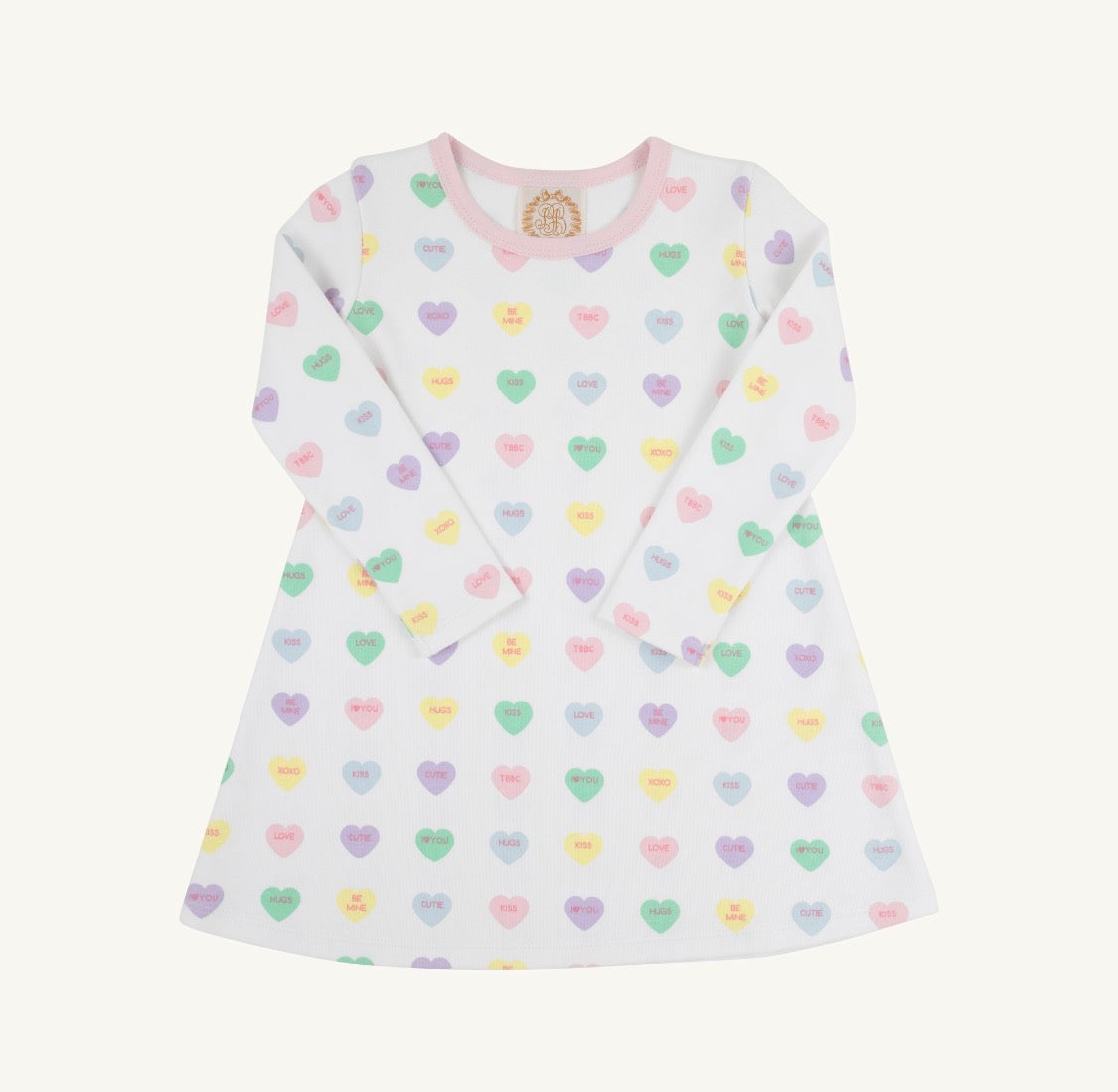 Long Sleeve Polly Play Dress We Heart You/Palm Beach Pink