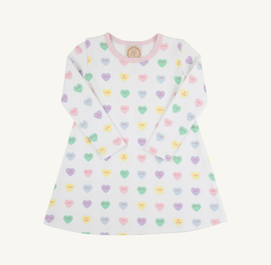 Long Sleeve Polly Play Dress We Heart You/Palm Beach Pink