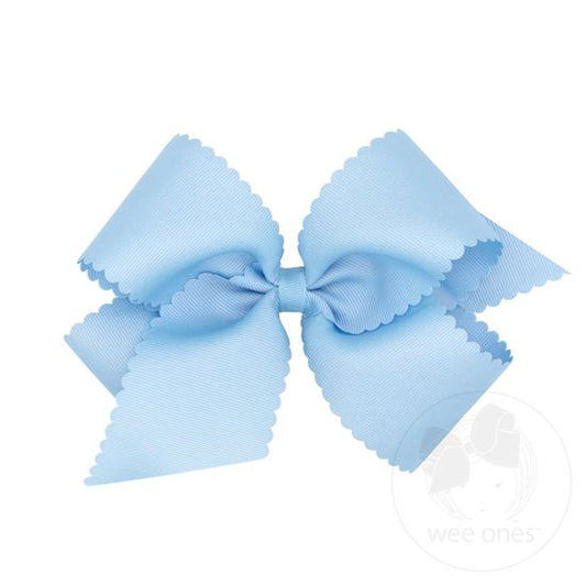 Grosgrain Hair Bow Scalloped Edge, Millennium Blue