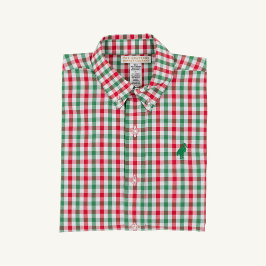 Deans List Dress Shirt Richmond Red and Kiawah Kelly Green Gingham Kiawah Kelly Green