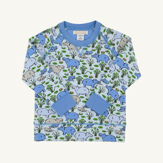Cassidy Comfy Crewneck French Terry Bal Harbor Hippo Beale Street Blue Sunrise Blvd