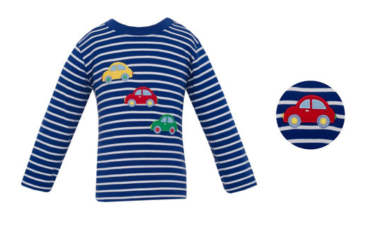 Cars Royal Blue Stripe Boy’s Long Sleeve Tshirt