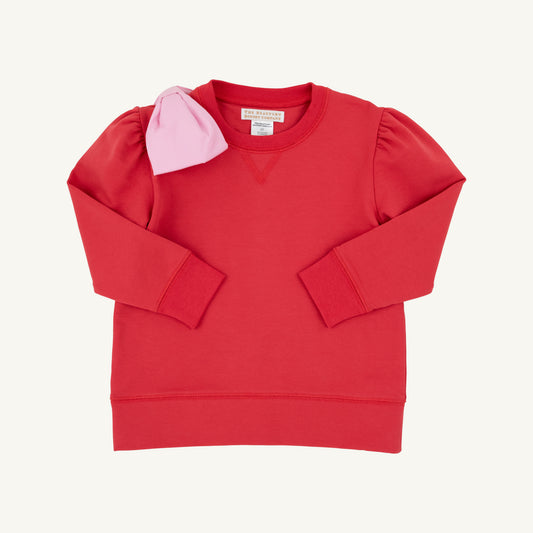 Cassidy Comfy Crewneck Puff Sleeve- Bow Richmond Red Pier Party Pink